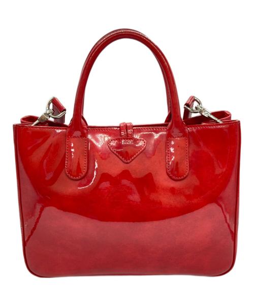 LONGCHAMP（ロンシャン）LONGCHAMP (ロンシャン) エナメルショルダーバッグ レッドの古着・服飾アイテム