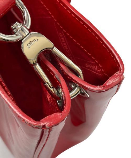LONGCHAMP（ロンシャン）LONGCHAMP (ロンシャン) エナメルショルダーバッグ レッドの古着・服飾アイテム