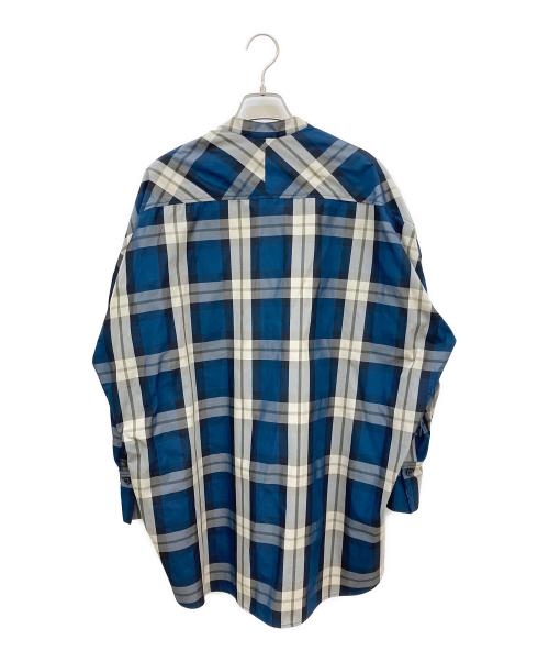 machatt（マチャット）machatt (マチャット) バンドカラーチェックシャツ ブルー サイズ:FREEの古着・服飾アイテム