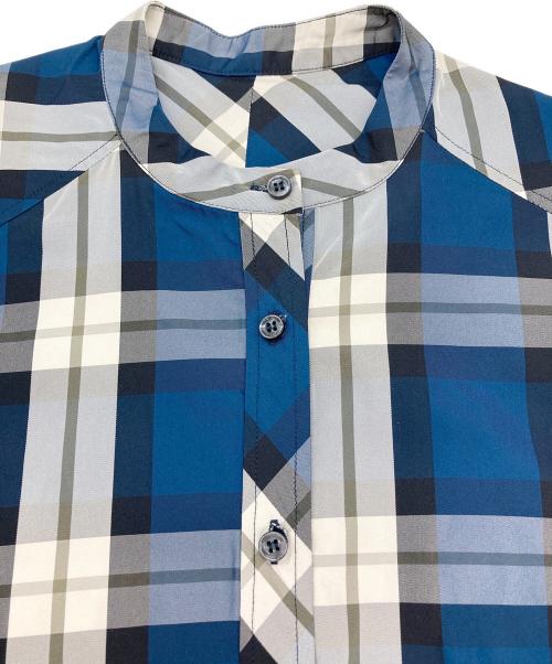 machatt（マチャット）machatt (マチャット) バンドカラーチェックシャツ ブルー サイズ:FREEの古着・服飾アイテム