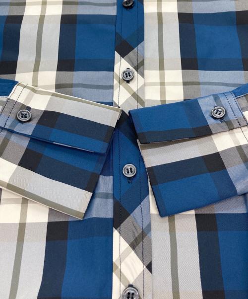 machatt（マチャット）machatt (マチャット) バンドカラーチェックシャツ ブルー サイズ:FREEの古着・服飾アイテム