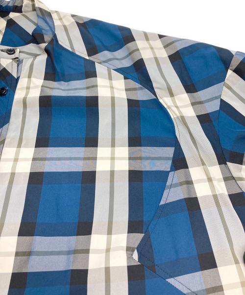 machatt（マチャット）machatt (マチャット) バンドカラーチェックシャツ ブルー サイズ:FREEの古着・服飾アイテム