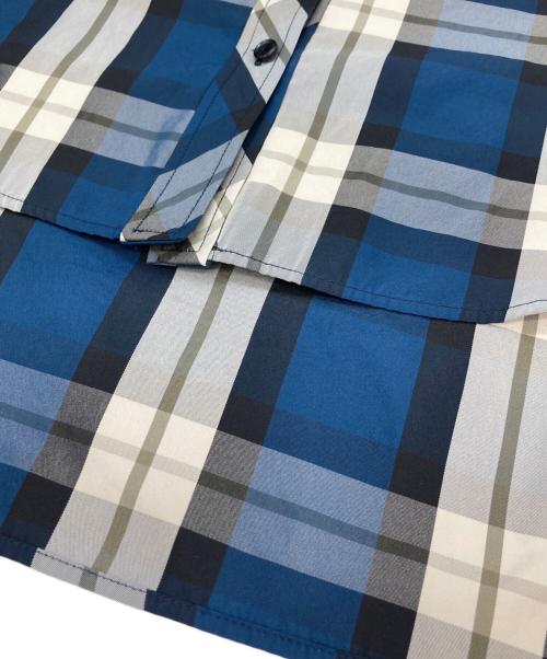 machatt（マチャット）machatt (マチャット) バンドカラーチェックシャツ ブルー サイズ:FREEの古着・服飾アイテム