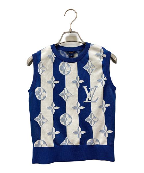 LOUIS VUITTON（ルイ ヴィトン）LOUIS VUITTON (ルイ ヴィトン) モノグラムシルクブレンドニットベスト ブルー サイズ:Sの古着・服飾アイテム
