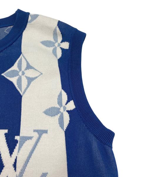 LOUIS VUITTON（ルイ ヴィトン）LOUIS VUITTON (ルイ ヴィトン) モノグラムシルクブレンドニットベスト ブルー サイズ:Sの古着・服飾アイテム