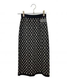 LOUIS VUITTON（ルイ ヴィトン）の古着「モノグラムシルクブレンドニットスカート」｜ブラック