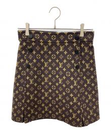 LOUIS VUITTON（ルイ ヴィトン）の古着「ウールモノグラムミニスカート」｜ブラウン