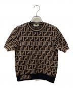 FENDIフェンディ）の古着「S/S ズッカ柄ニット」｜ブラウン