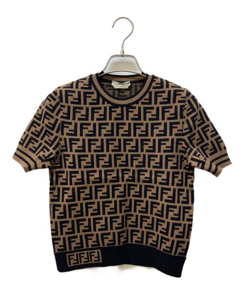FENDI（フェンディ）FENDI (フェンディ) S/S ズッカ柄ニット ブラウン サイズ:36の古着・服飾アイテム