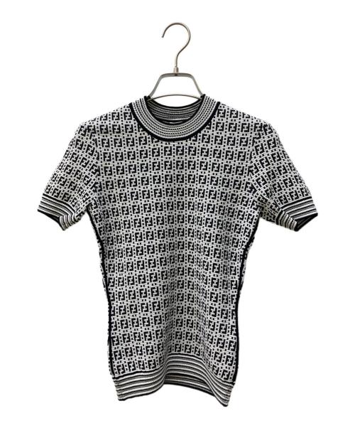 FENDI（フェンディ）FENDI (フェンディ) S/Sズッカ柄ニット ブラック×ホワイト サイズ:36の古着・服飾アイテム
