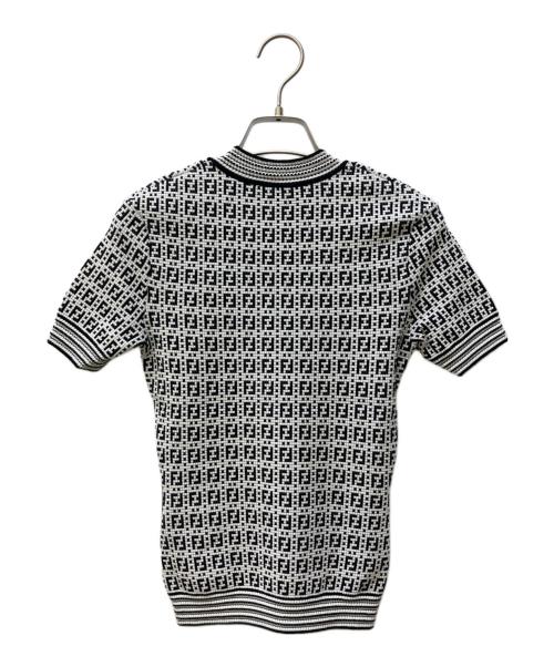 FENDI（フェンディ）FENDI (フェンディ) S/Sズッカ柄ニット ブラック×ホワイト サイズ:36の古着・服飾アイテム