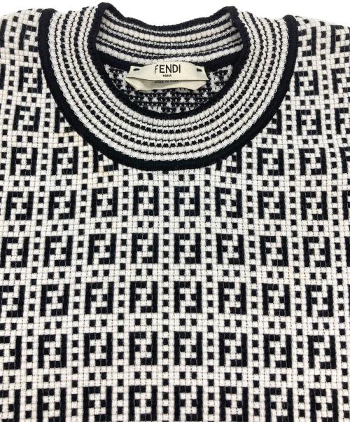FENDI（フェンディ）FENDI (フェンディ) S/Sズッカ柄ニット ブラック×ホワイト サイズ:36の古着・服飾アイテム