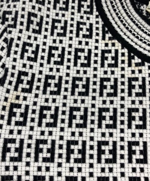 FENDI（フェンディ）FENDI (フェンディ) S/Sズッカ柄ニット ブラック×ホワイト サイズ:36の古着・服飾アイテム