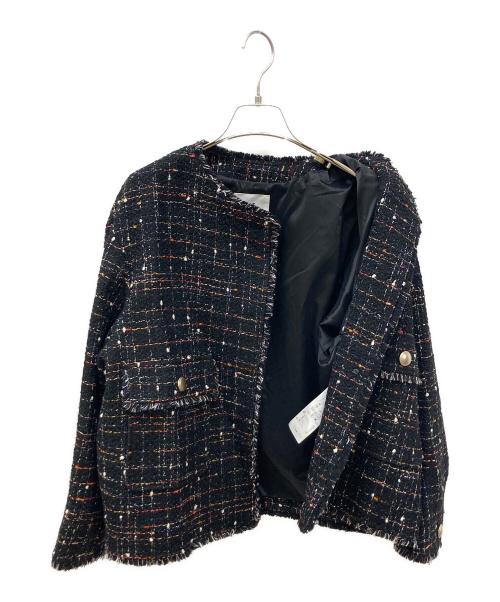 23区（ニジュウサンク）23区 (ニジュウサンク) ミックスツイードジャケット ブラック サイズ:44の古着・服飾アイテム