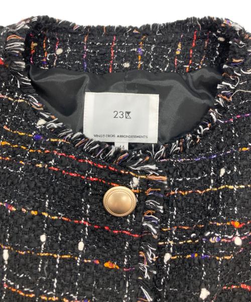 23区（ニジュウサンク）23区 (ニジュウサンク) ミックスツイードジャケット ブラック サイズ:44の古着・服飾アイテム