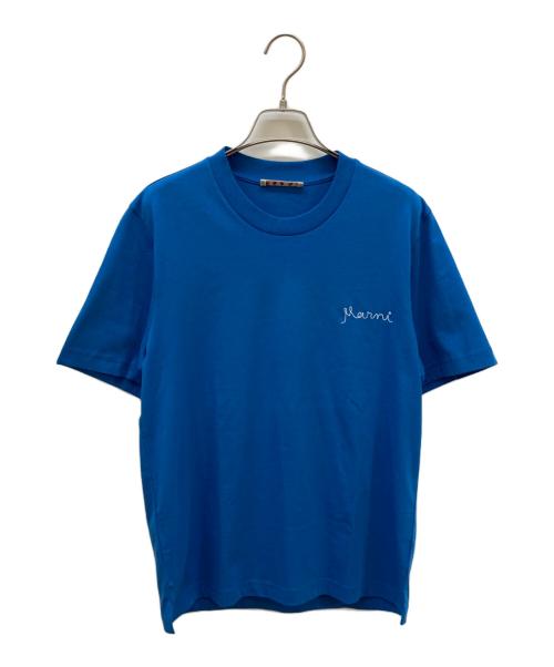 MARNI（マルニ）MARNI (マルニ) イタリックロゴ刺繍Tシャツ スカイブルー サイズ:38の古着・服飾アイテム