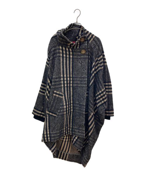 Vivienne Westwood RED LABEL（ヴィヴィアンウエストウッドレッドレーベル）Vivienne Westwood RED LABEL (ヴィヴィアンウエストウッドレッドレーベル) ブランケットチェック変形ケープコート ベージュ×ブラック サイズ:Mの古着・服飾アイテム
