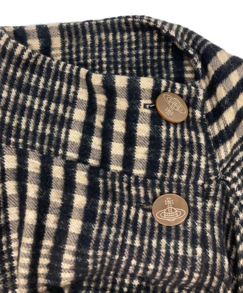 Vivienne Westwood RED LABEL（ヴィヴィアンウエストウッドレッドレーベル）Vivienne Westwood RED LABEL (ヴィヴィアンウエストウッドレッドレーベル) ブランケットチェック変形ケープコート ベージュ×ブラック サイズ:Mの古着・服飾アイテム