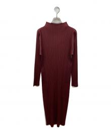 PLEATS PLEASE（プリーツプリーズ）の古着「ワンピース」｜バーガンディー