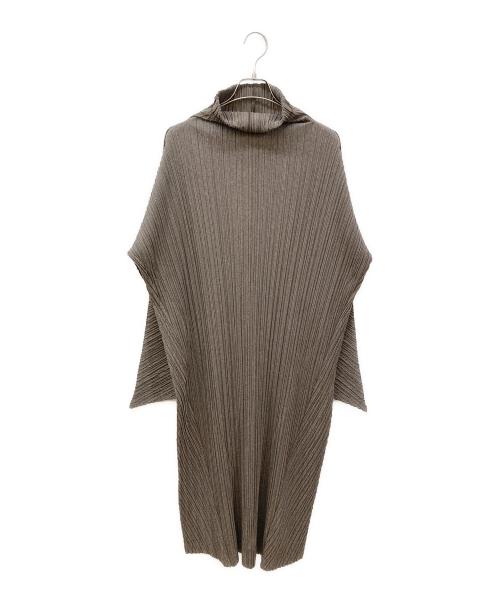 PLEATS PLEASE（プリーツプリーズ）PLEATS PLEASE (プリーツプリーズ) マイクロバーズアイハイネックワンピース ブラウン サイズ:不明の古着・服飾アイテム