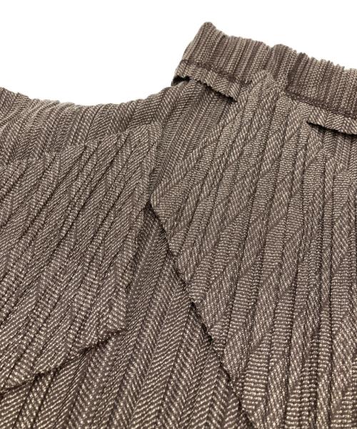 PLEATS PLEASE（プリーツプリーズ）PLEATS PLEASE (プリーツプリーズ) マイクロバーズアイハイネックワンピース ブラウン サイズ:不明の古着・服飾アイテム