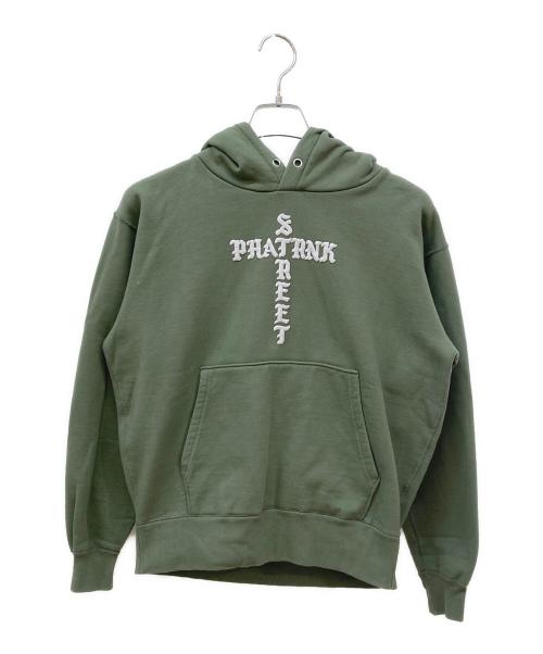 PHATRNK（ファットランク）PHATRNK (ファットランク) フロッキープリントクロスロゴパーカー グリーン サイズ:Mの古着・服飾アイテム