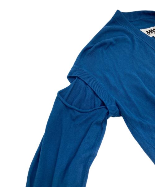 MM6 Maison Margiela（エムエムシックスメゾンマルジェラ）MM6 Maison Margiela (エムエムシックスメゾンマルジェラ) ショルダースリットカーディガン ブルー サイズ:Lの古着・服飾アイテム