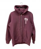 stussyステューシー）の古着「BASIC STUSSY ZIP HOODIE」｜パープル