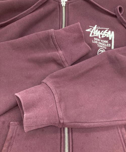 stussy（ステューシー）stussy (ステューシー) BASIC STUSSY ZIP HOODIE パープル サイズ:XLの古着・服飾アイテム