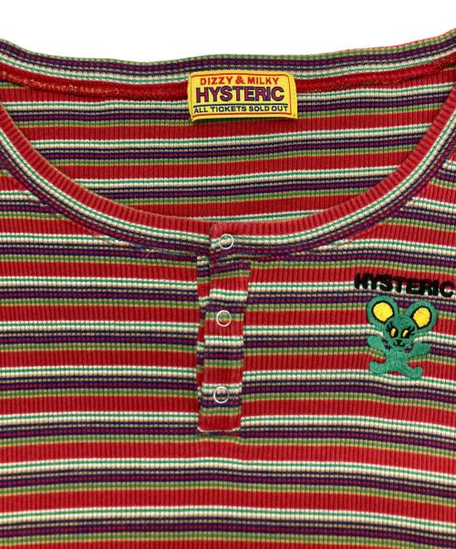 Hysteric Glamour（ヒステリックグラマー）Hysteric Glamour (ヒステリックグラマー) スナップマルチボーダーカットソー レッド サイズ:FREEの古着・服飾アイテム