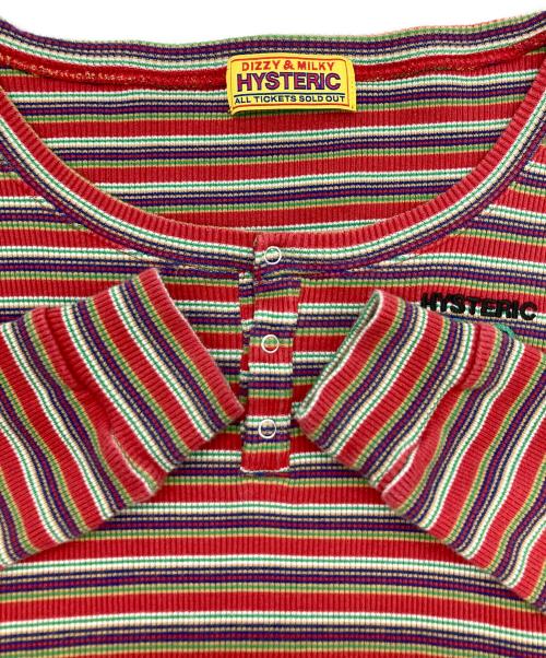 Hysteric Glamour（ヒステリックグラマー）Hysteric Glamour (ヒステリックグラマー) スナップマルチボーダーカットソー レッド サイズ:FREEの古着・服飾アイテム