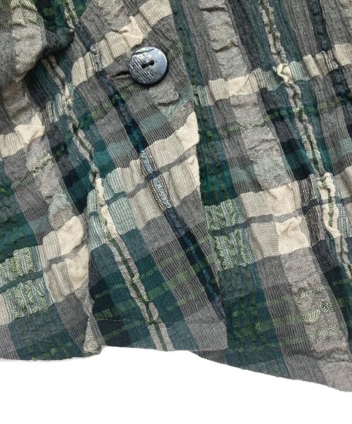 慈雨（ジウ）慈雨 (ジウ) 変形ノースリーブシャツ グリーン×グレー サイズ:40の古着・服飾アイテム