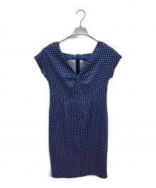 WEEKEND Max Mara（ウィークエンド マックスマーラ）の古着「フレンチスリーブ総柄ワンピース」｜ブルー