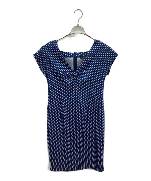 WEEKEND Max Mara（ウィークエンド マックスマーラ）Weekend Max Mara (ウィークエンド マックスマーラ) フレンチスリーブ総柄ワンピース ブルー サイズ:不明の古着・服飾アイテム