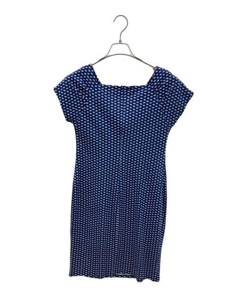 WEEKEND Max Mara（ウィークエンド マックスマーラ）Weekend Max Mara (ウィークエンド マックスマーラ) フレンチスリーブ総柄ワンピース ブルー サイズ:不明の古着・服飾アイテム