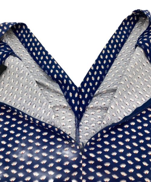 WEEKEND Max Mara（ウィークエンド マックスマーラ）Weekend Max Mara (ウィークエンド マックスマーラ) フレンチスリーブ総柄ワンピース ブルー サイズ:不明の古着・服飾アイテム