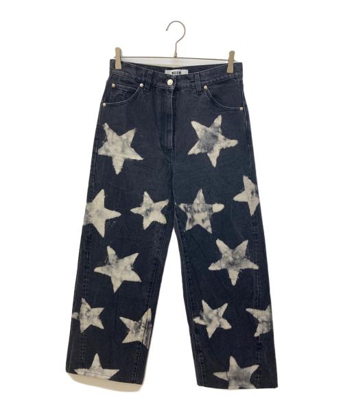MSGM（エムエスジーエム）MSGM (エムエスジーエム) スターデザインデニムパンツ ブラック サイズ:40の古着・服飾アイテム