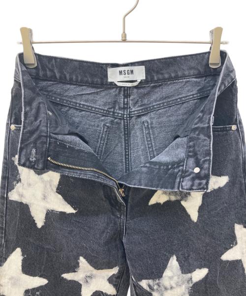 MSGM（エムエスジーエム）MSGM (エムエスジーエム) スターデザインデニムパンツ ブラック サイズ:40の古着・服飾アイテム