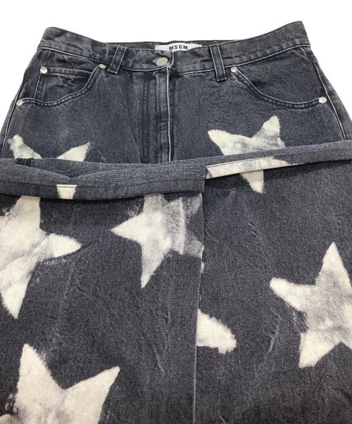 MSGM（エムエスジーエム）MSGM (エムエスジーエム) スターデザインデニムパンツ ブラック サイズ:40の古着・服飾アイテム