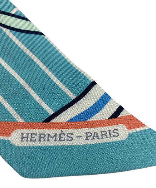 HERMES（エルメス）HERMES (エルメス) ツイルスカーフ スカイブルー×オレンジ サイズ:-の古着・服飾アイテム