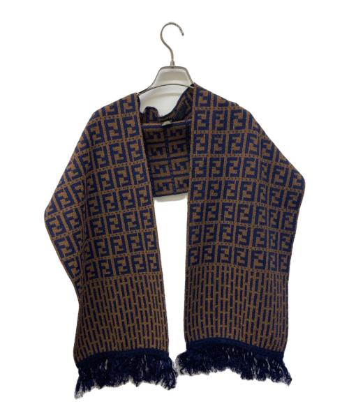 FENDI（フェンディ）FENDI (フェンディ) マフラー ブラウン×ネイビーの古着・服飾アイテム