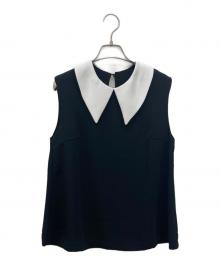 trefle（トレフル）の古着「ビッグカラーノースリーブブラウス」｜ブラック