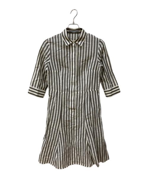 theory luxe（セオリーリュクス）theory luxe (セオリーリュクス) リネンブレンドストライプワンピース グレー サイズ:Mの古着・服飾アイテム