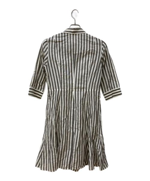 theory luxe（セオリーリュクス）theory luxe (セオリーリュクス) リネンブレンドストライプワンピース グレー サイズ:Mの古着・服飾アイテム