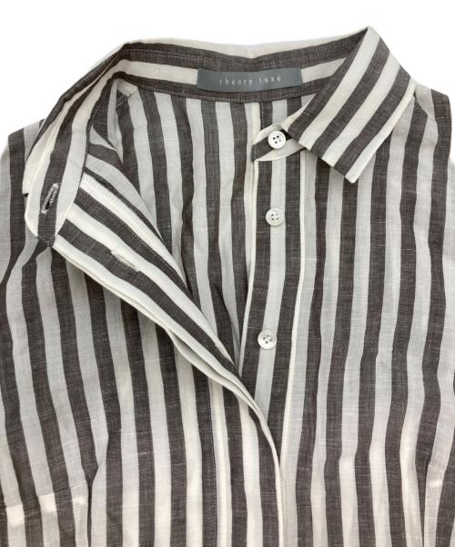theory luxe（セオリーリュクス）theory luxe (セオリーリュクス) リネンブレンドストライプワンピース グレー サイズ:Mの古着・服飾アイテム