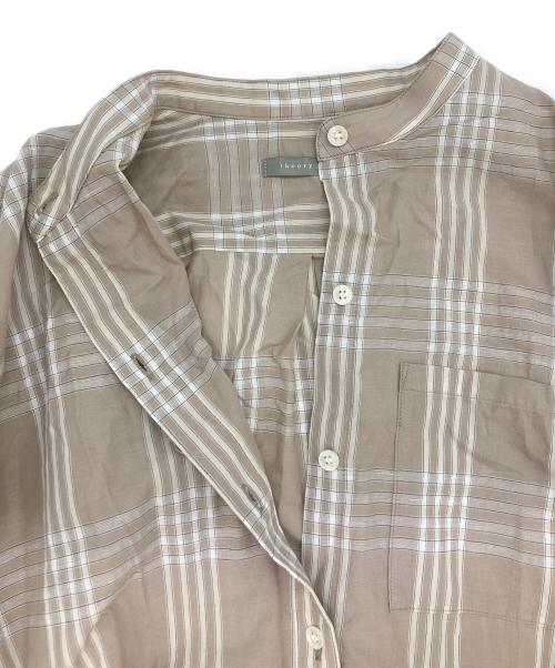 theory（セオリー）theory (セオリー) リネンブレンドチェックワンピース ブラウン サイズ:XSの古着・服飾アイテム