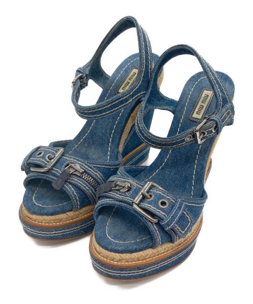 MIU MIU（ミュウミュウ）MIU MIU (ミュウミュウ) デニム地サンダル インディゴ サイズ:38の古着・服飾アイテム