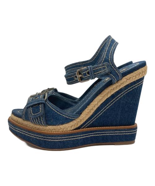 MIU MIU（ミュウミュウ）MIU MIU (ミュウミュウ) デニム地サンダル インディゴ サイズ:38の古着・服飾アイテム