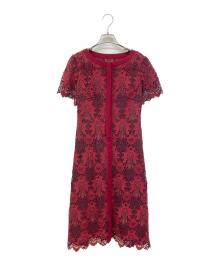 GRACE CONTINENTAL（グレースコンチネンタル）の古着「ノースリーブレースドレス」｜レッド