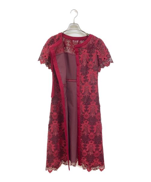 GRACE CONTINENTAL（グレースコンチネンタル）GRACE CONTINENTAL (（グレースコンチネンタル) ノースリーブレースドレス レッド サイズ:Sの古着・服飾アイテム